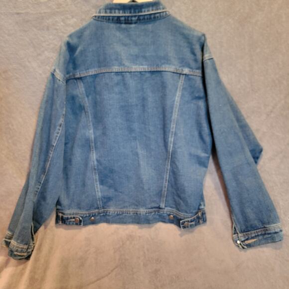 Vintage Denim Trucker Jacket Men’s Large 100% Cotton Blue Jean Coat Star Tag - Picture 2 of 8